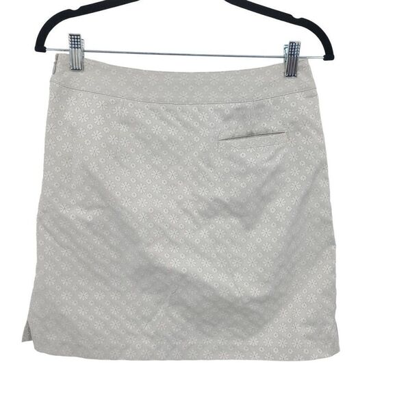 Bugatchi Skirt Skort 4 Silver White Floral Stretch Pockets Athletic Short Lined - Picture 9 of 12